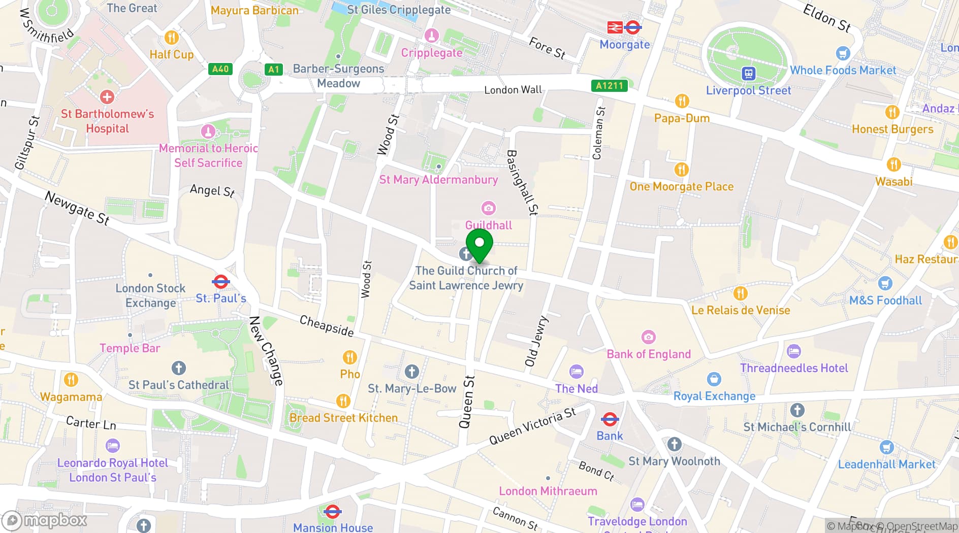 Map showing Guildhall