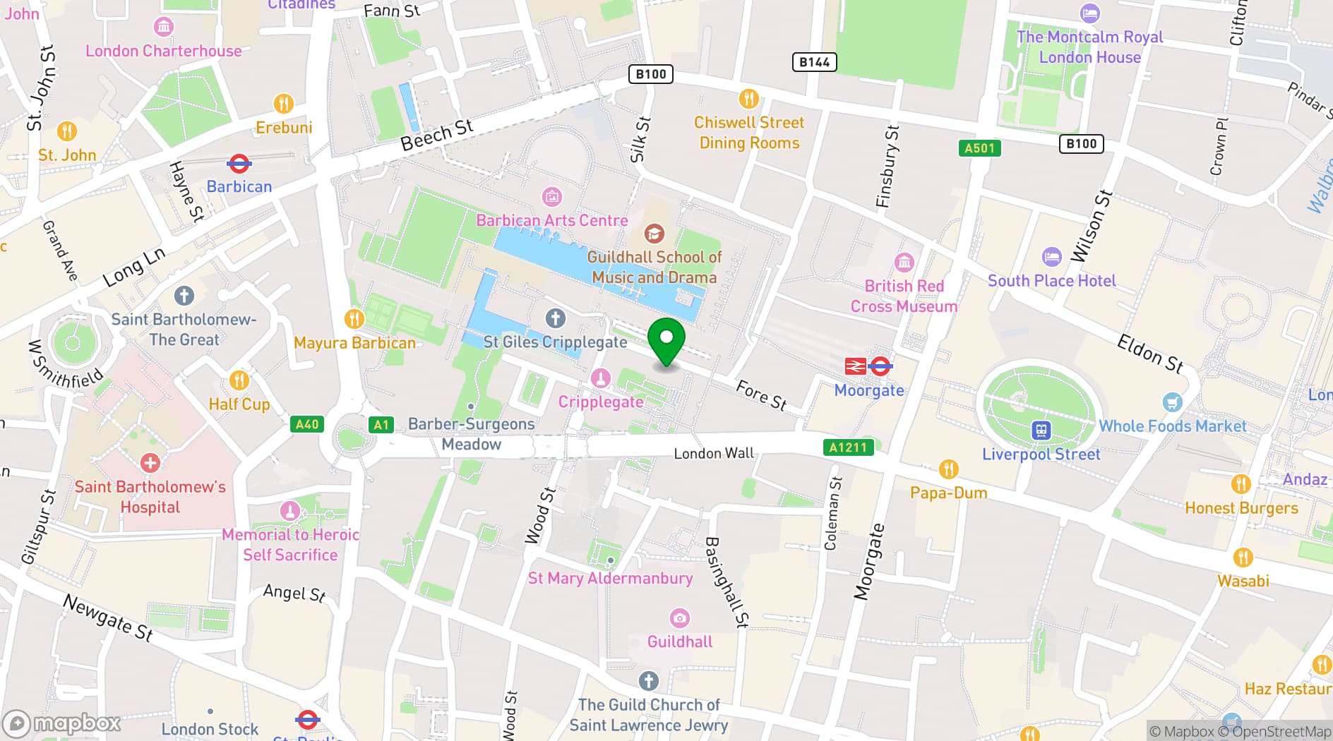 Map showing Salters' Hall