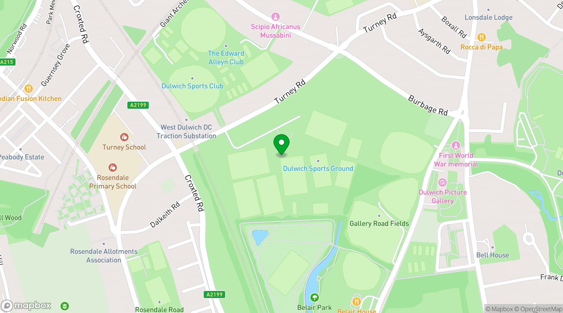 Map showing  Southwark Community Sports Trust (UK)