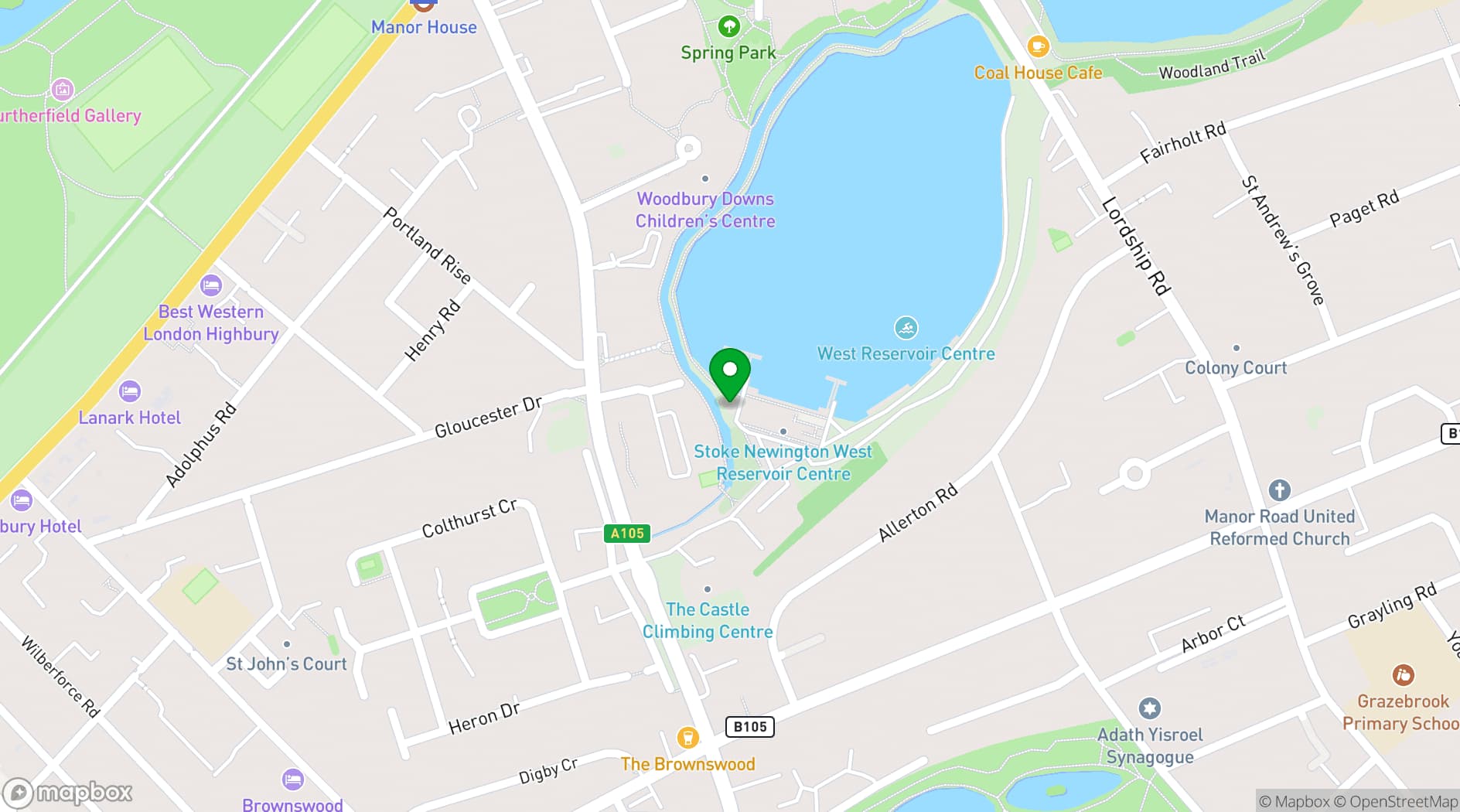 Map showing West Reservoir Centre