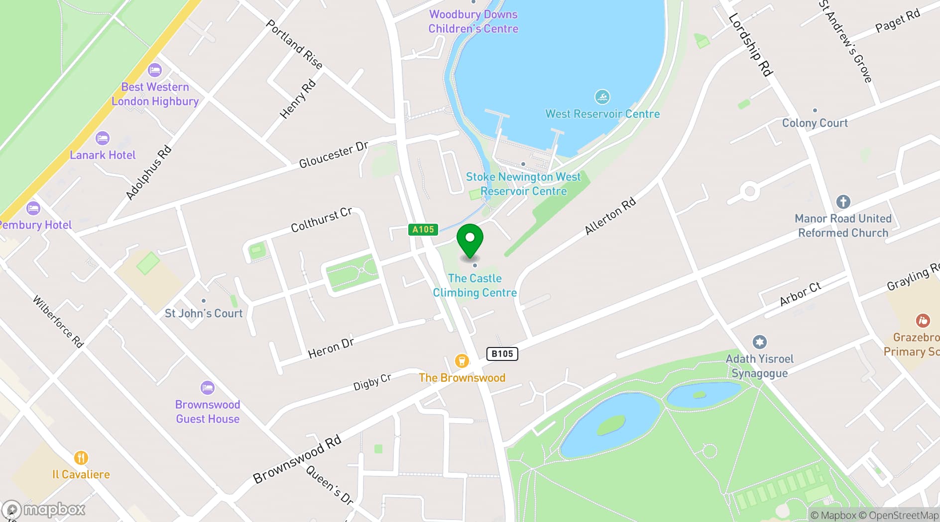 Map showing The Castle Climbing Centre