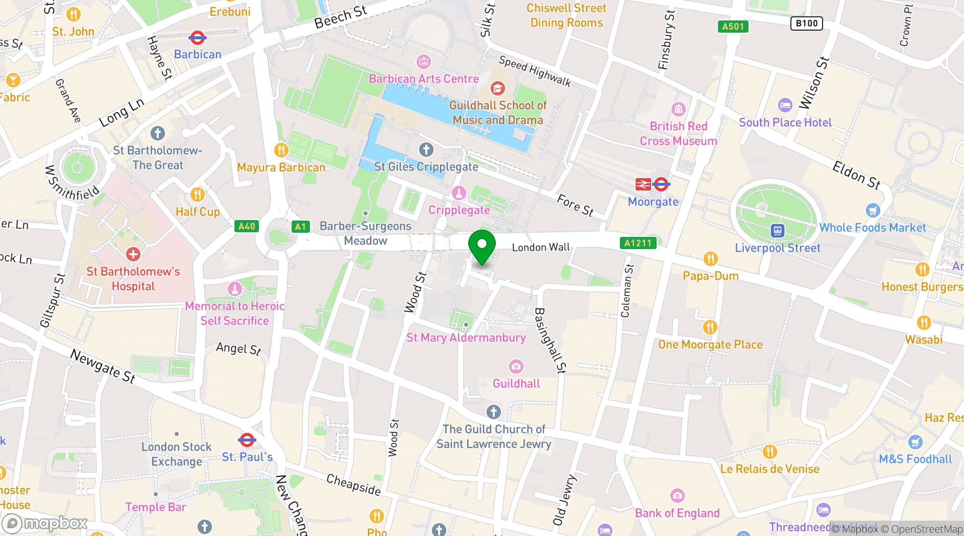 Map showing Brewers Hall