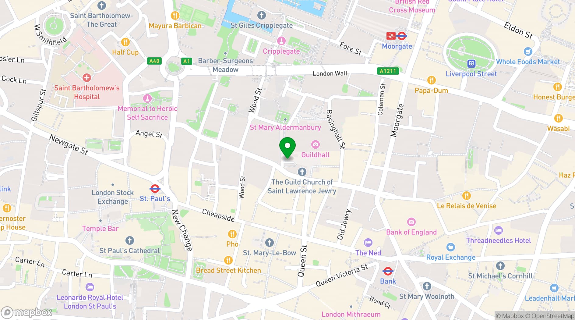 Map showing Guildhall Club 