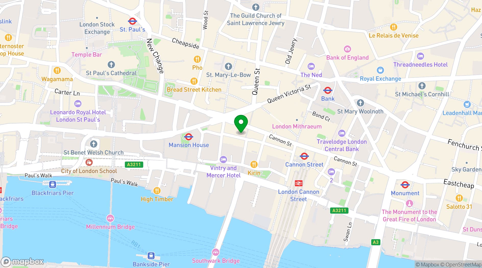 Map showing The Bow Suite in the City