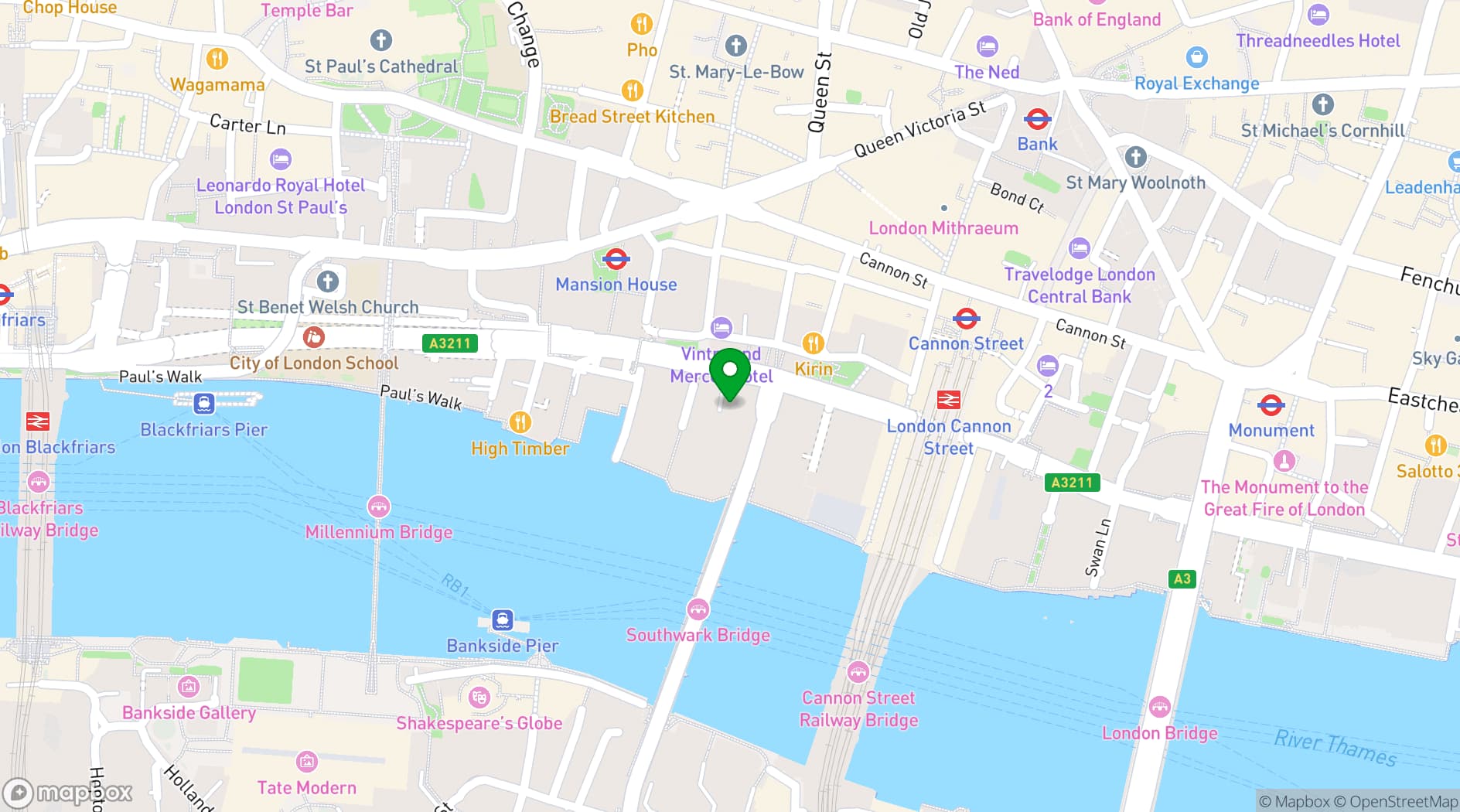 Map showing Vintners' Hall