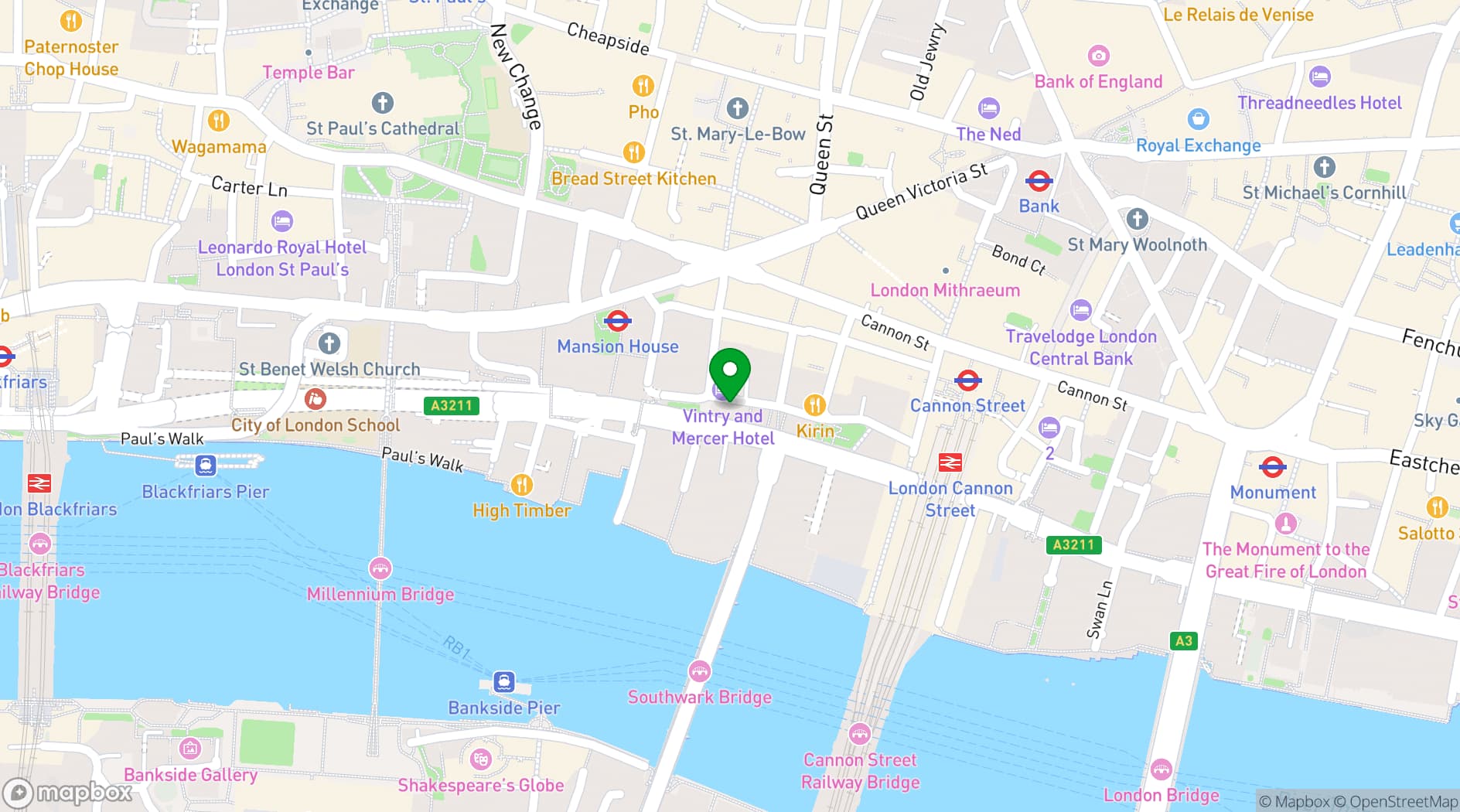 Map showing St James Garlickhythe