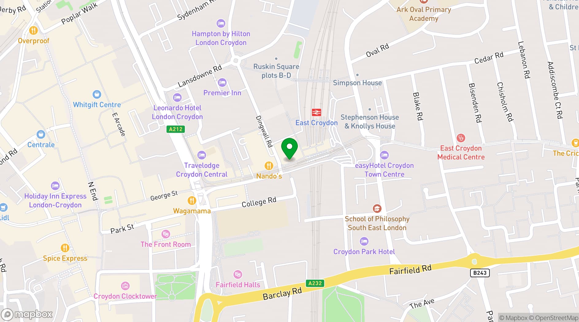 Map showing PLAYBOX Croydon