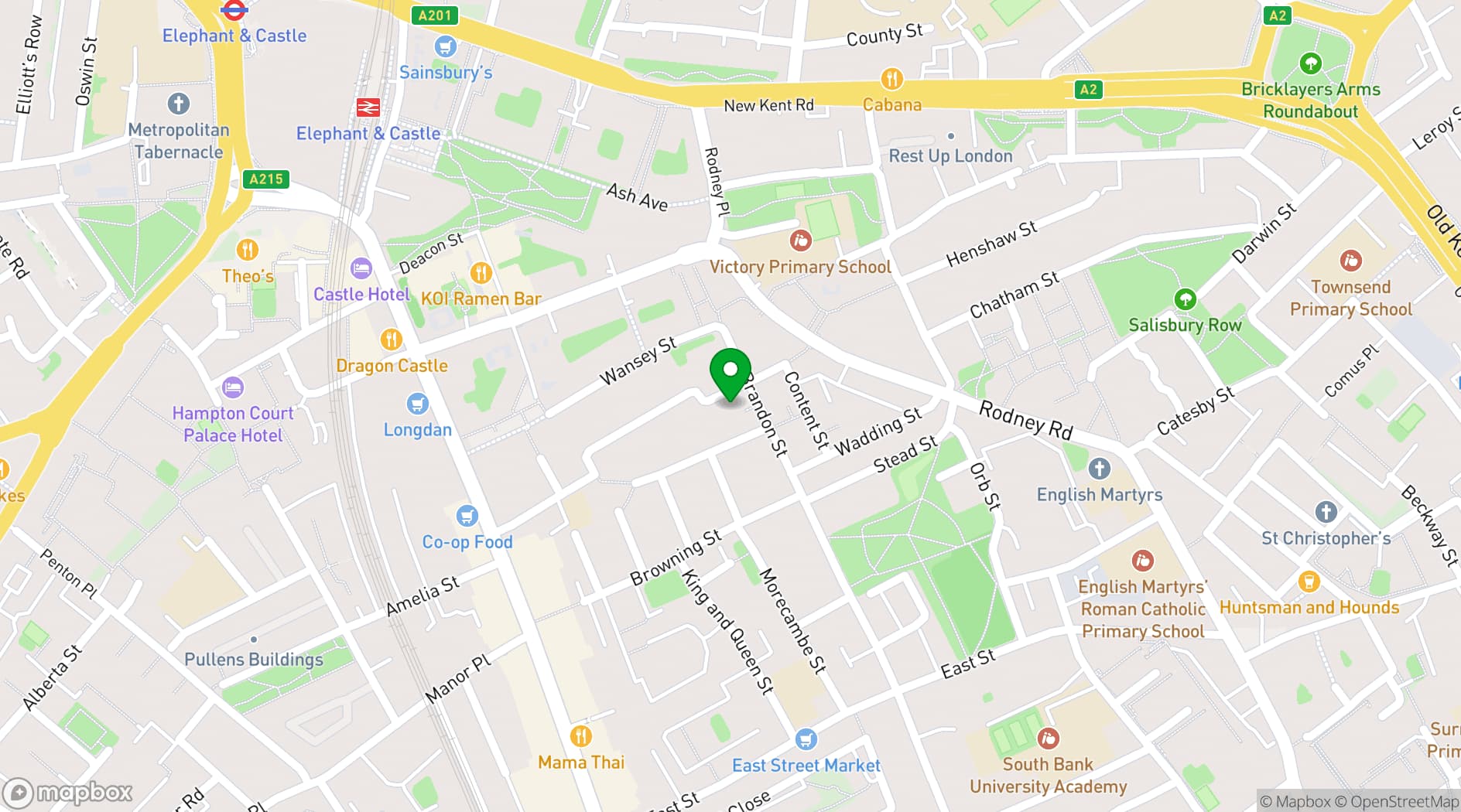 Map showing St John's Centre