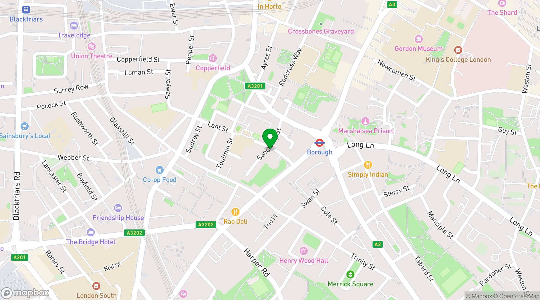Map showing The Gladstone Arms