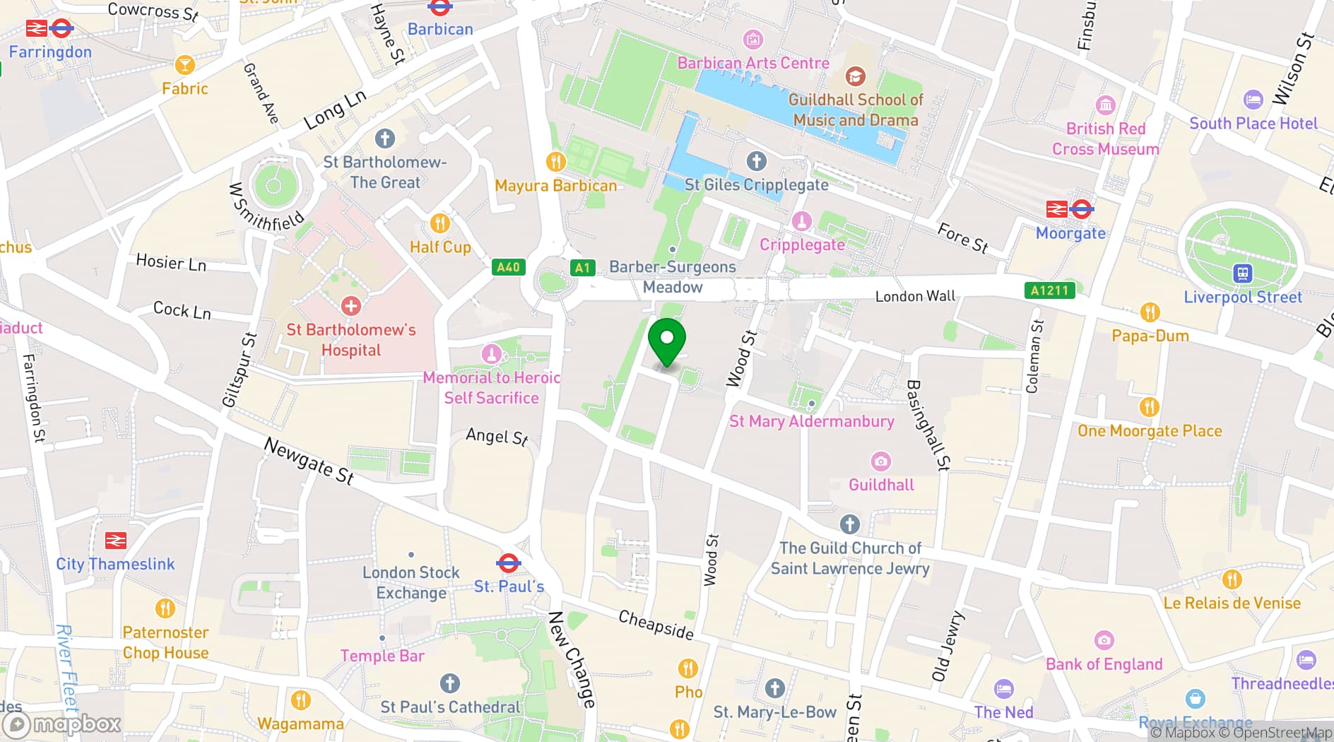 Map showing Pewterers' Hall
