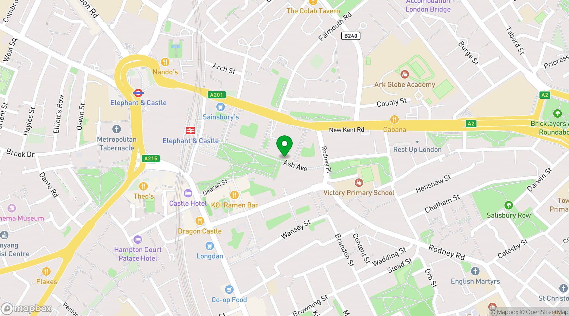 Map showing Qube Elephant Lounge & Bar