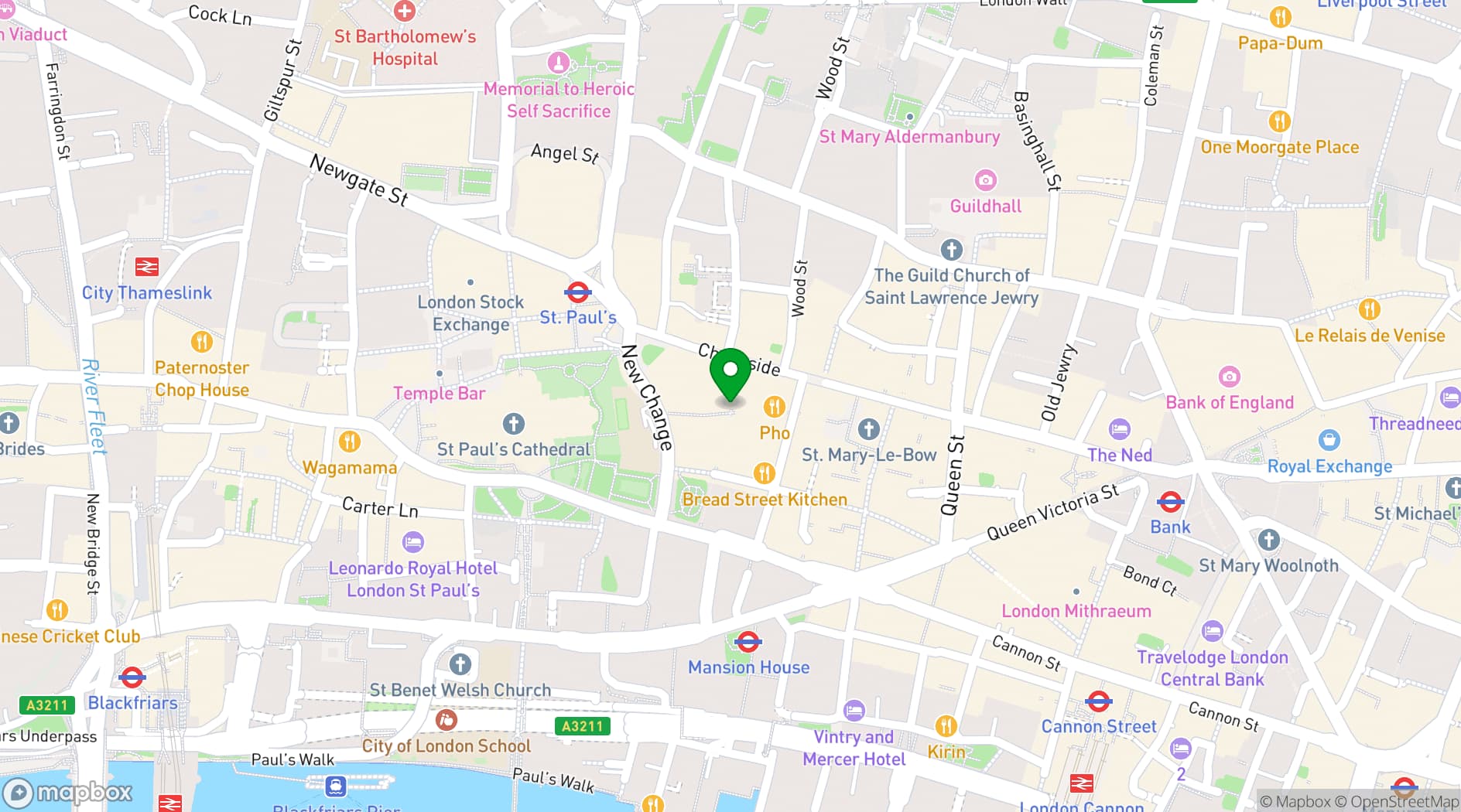 Map showing Street Pizza - St Paul's