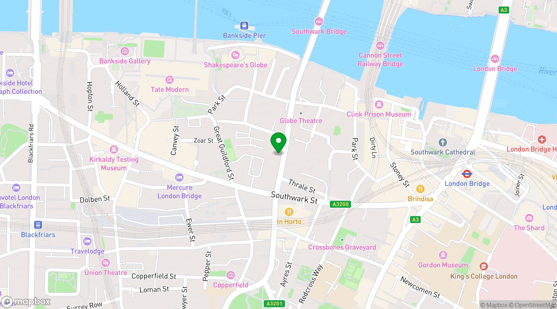 Map showing Southwark Bridge Road 