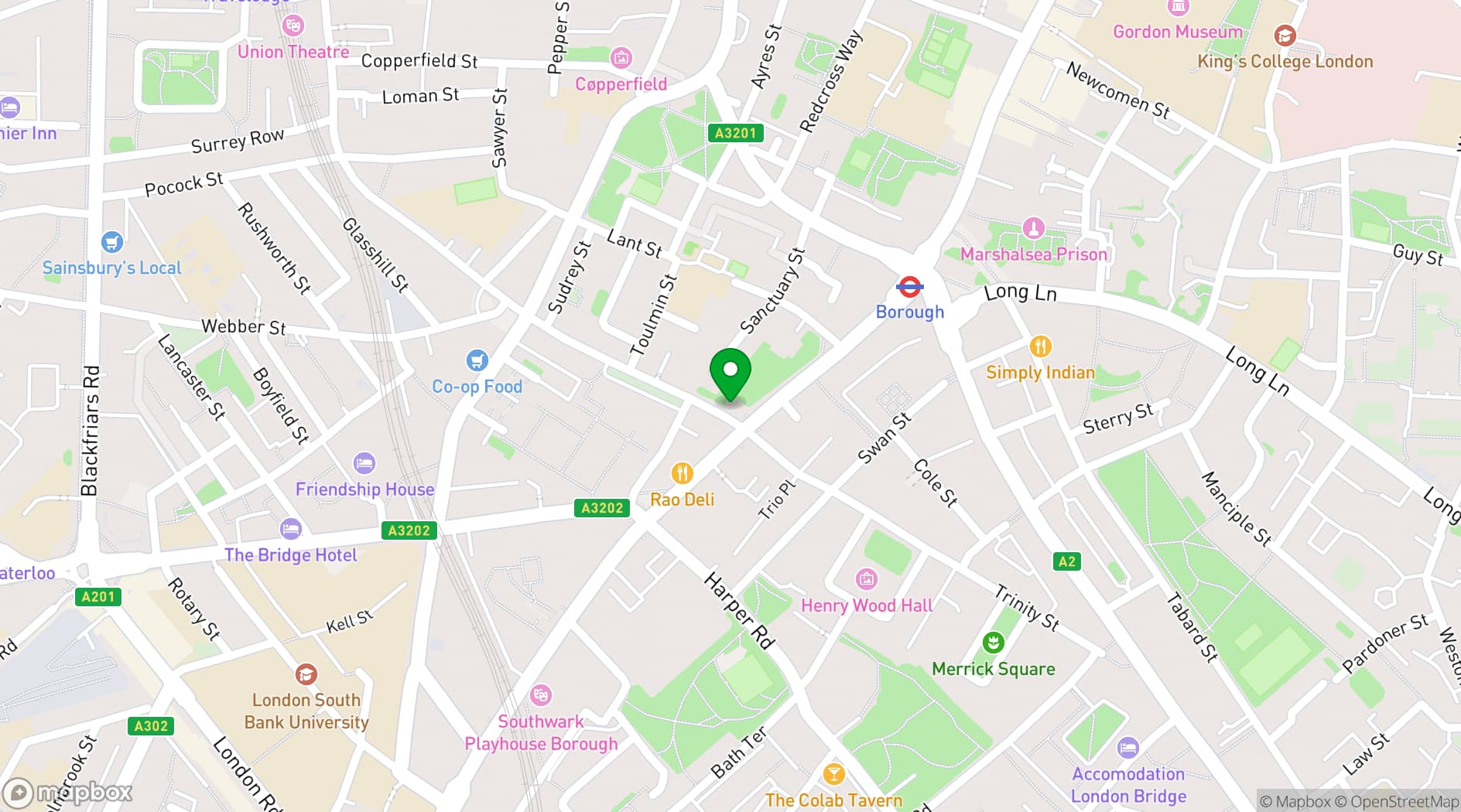Map showing London Penthouse Borough Market