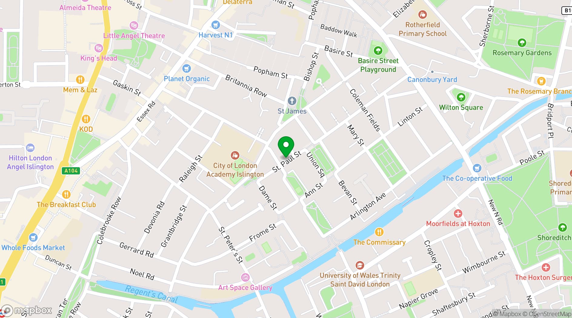 Map showing The Arc Centre, Islington