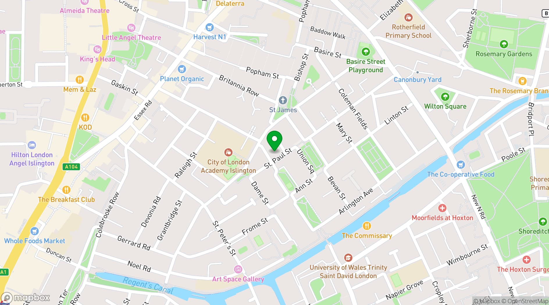 Map showing The Arc Centre, Islington