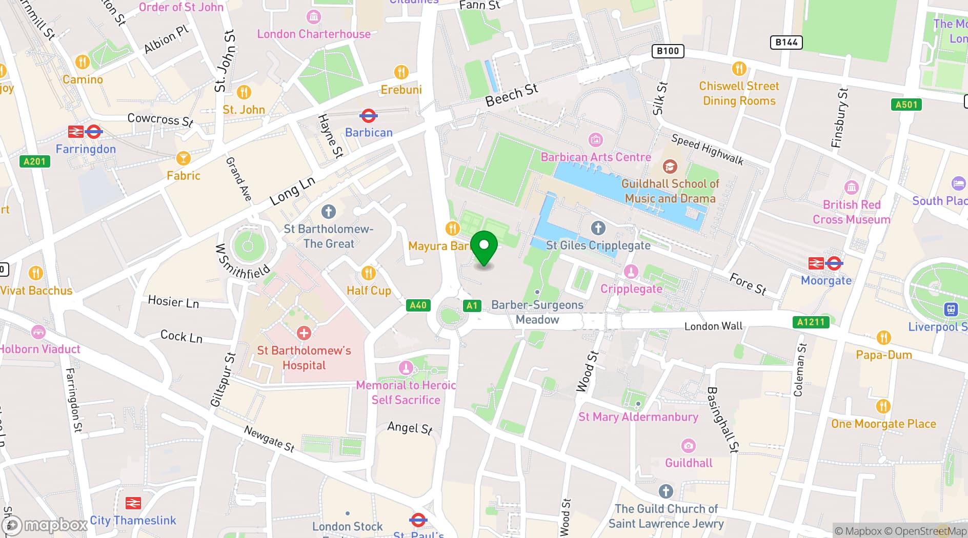 Map showing Ironmongers' Hall