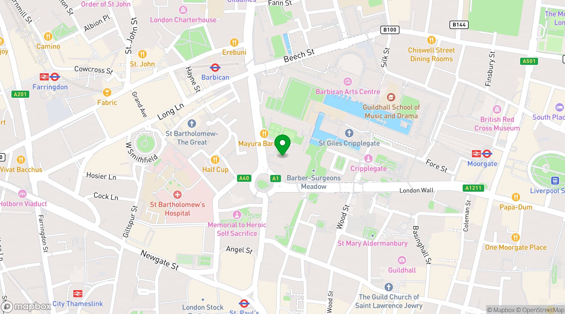 Map showing Ironmongers' Hall