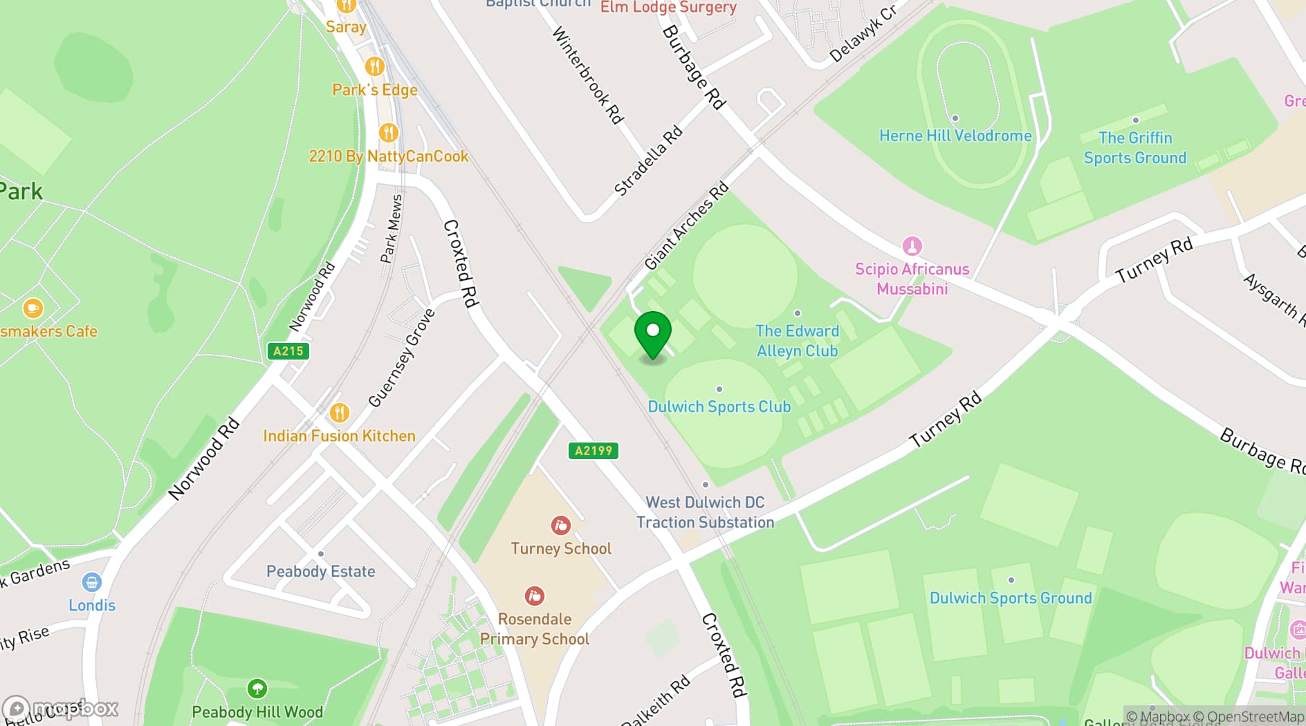 Map showing Dulwich Sports Club