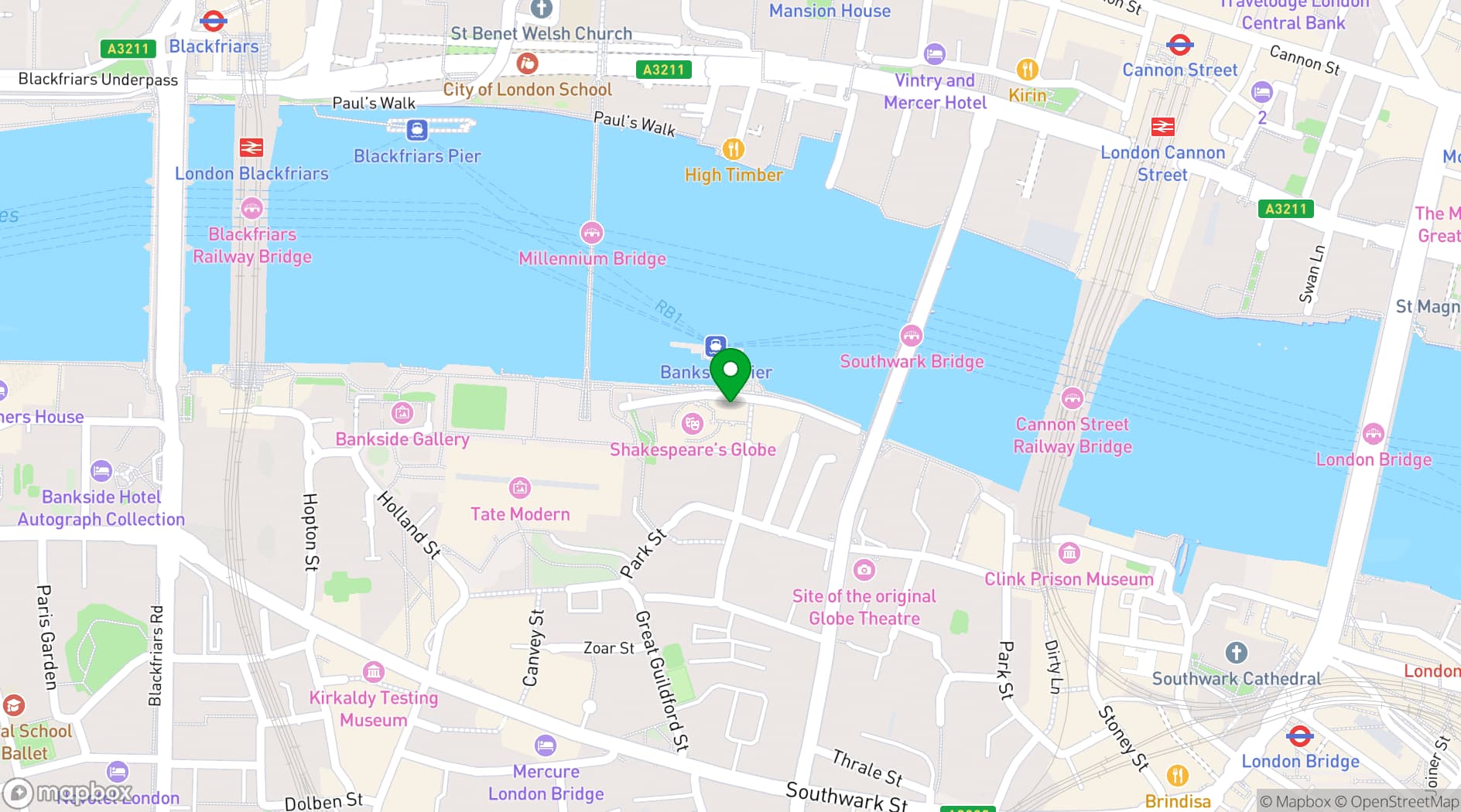 Map showing Swan at The Globe