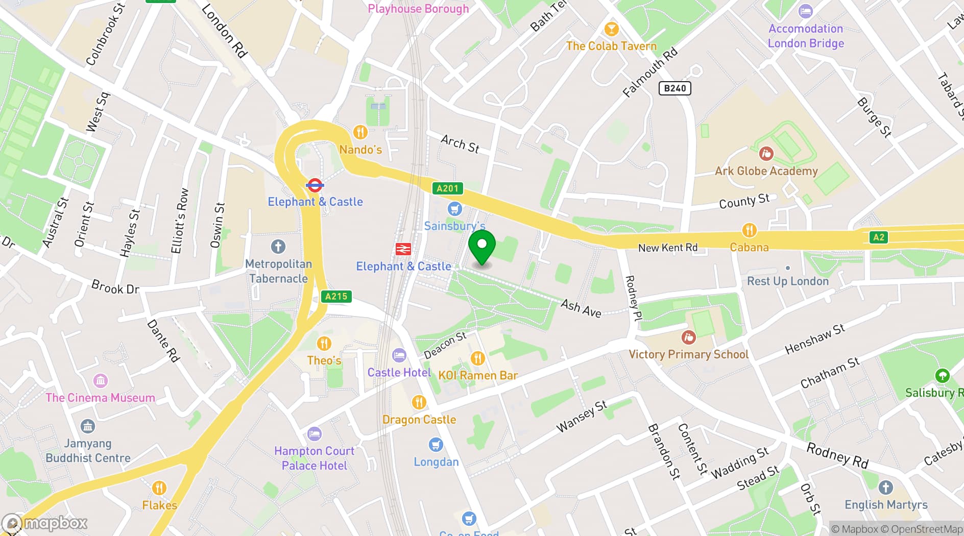 Map showing Arepa & Co - Elephant Park