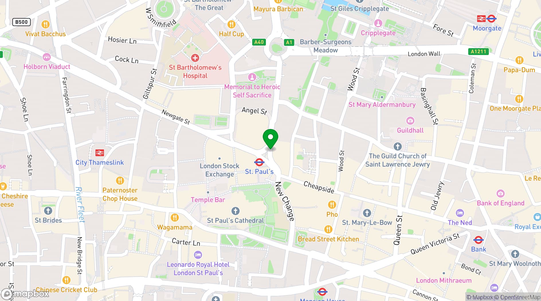Map showing Market Place St Pauls