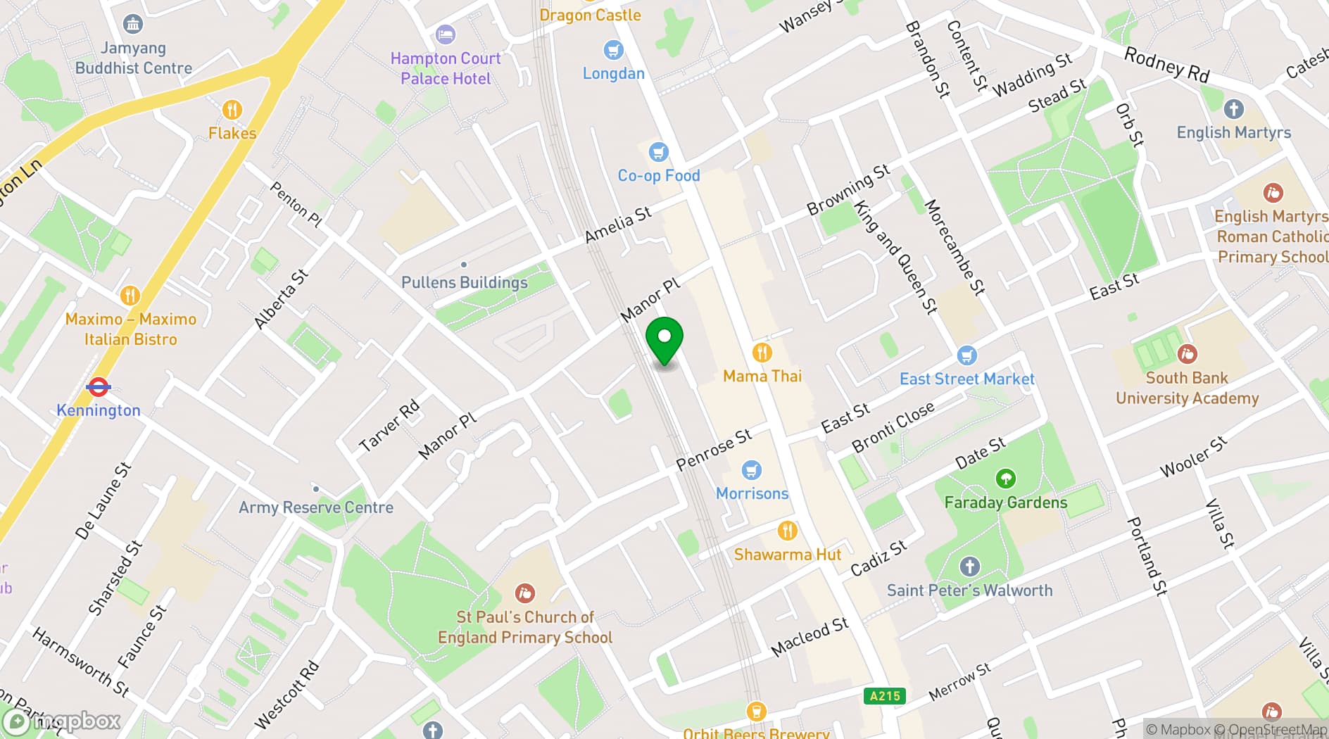Map showing Columbia Creative Pop Up Studio