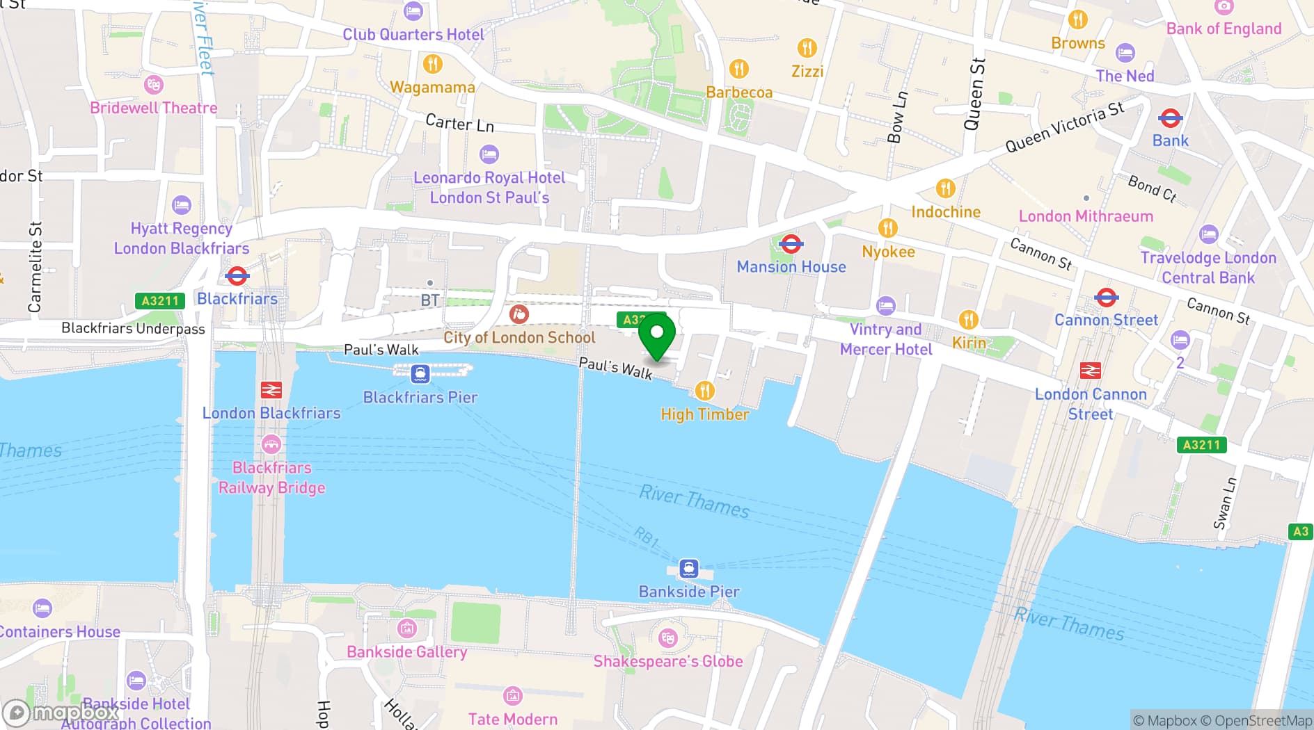 Map showing Northbank Restaurant