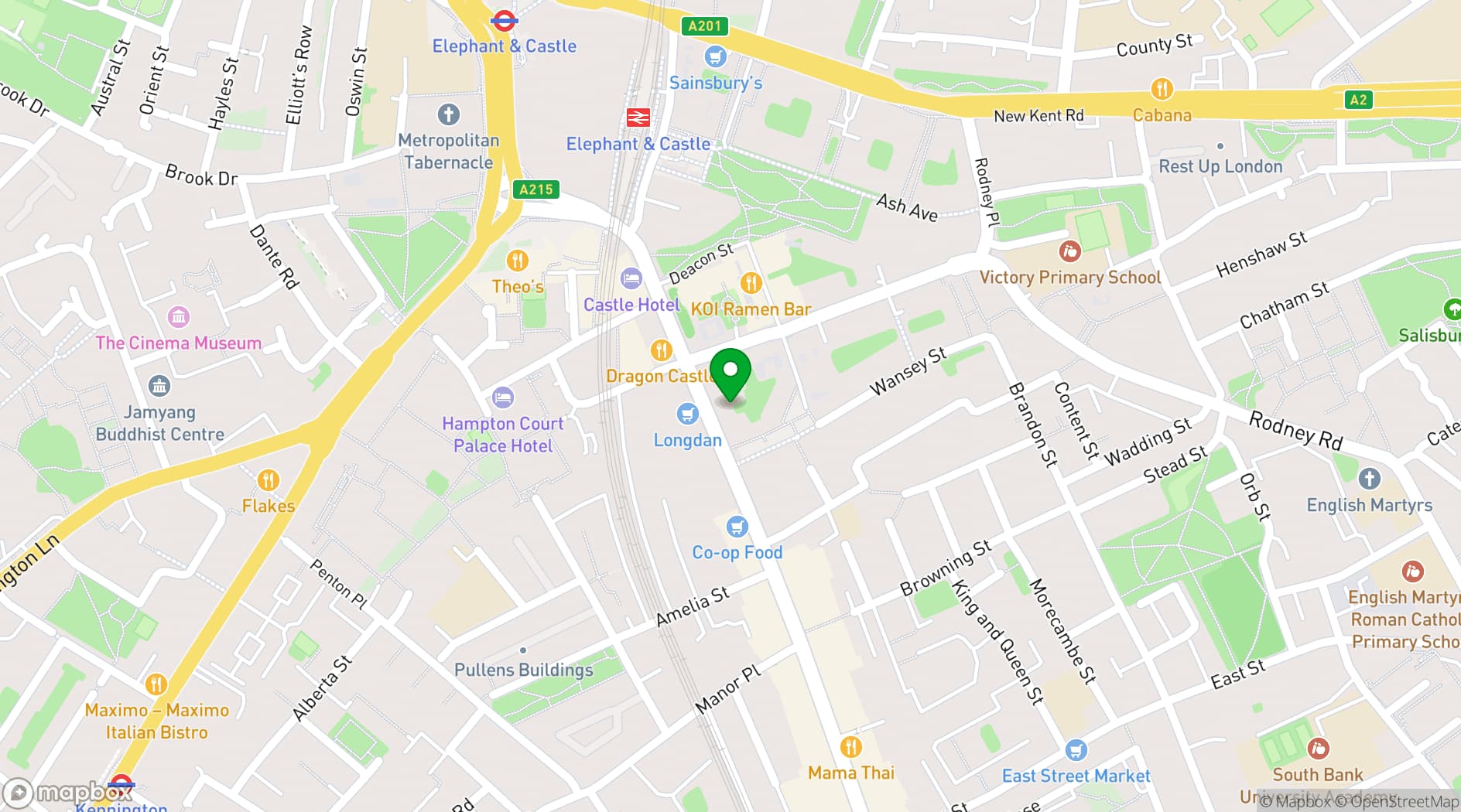 Map showing Southwark Heritage Centre and Walworth Library