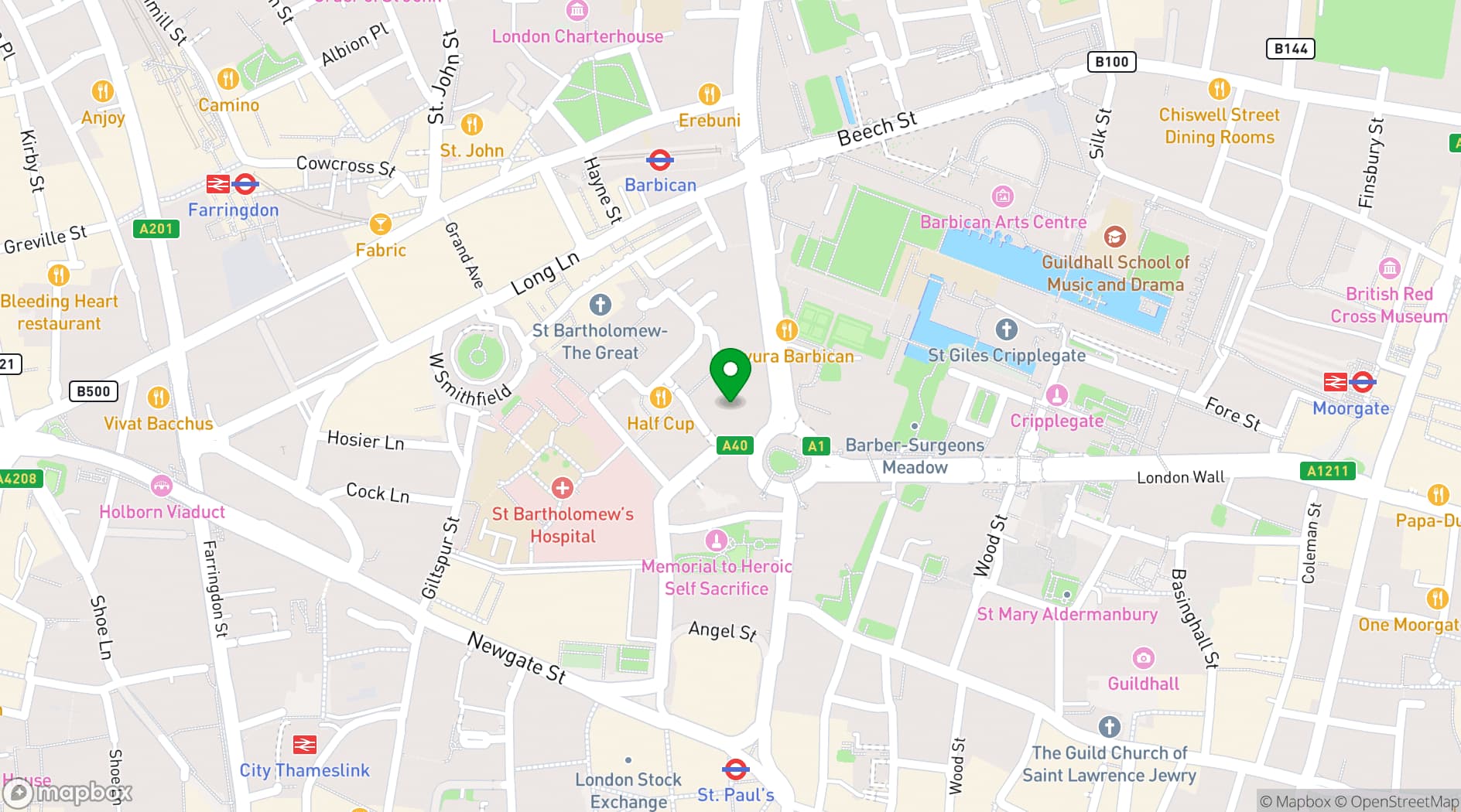 Map showing Convene 200 Aldersgate