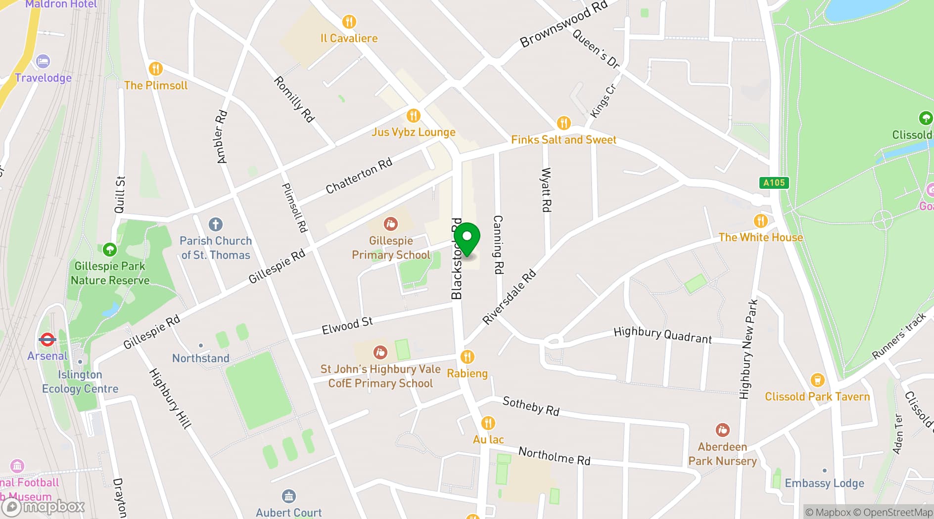Map showing The Woodbine