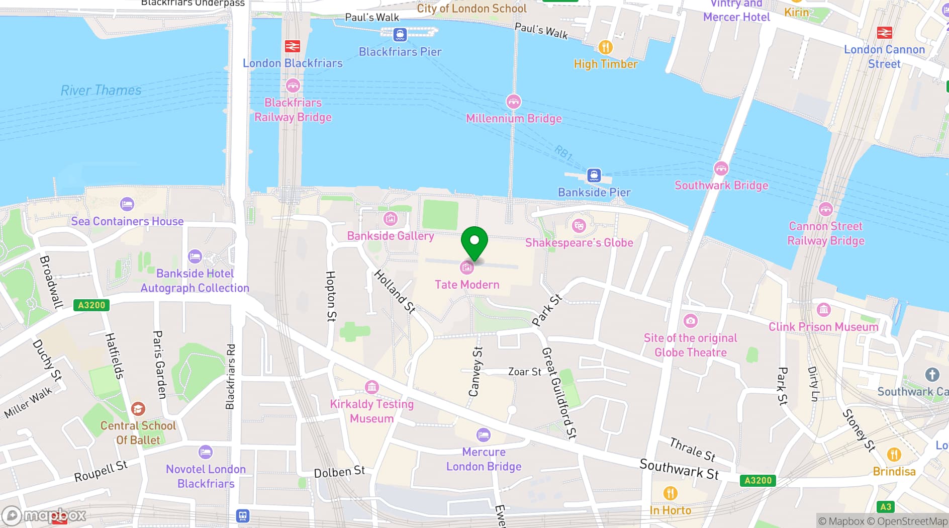 Map showing Tate Modern