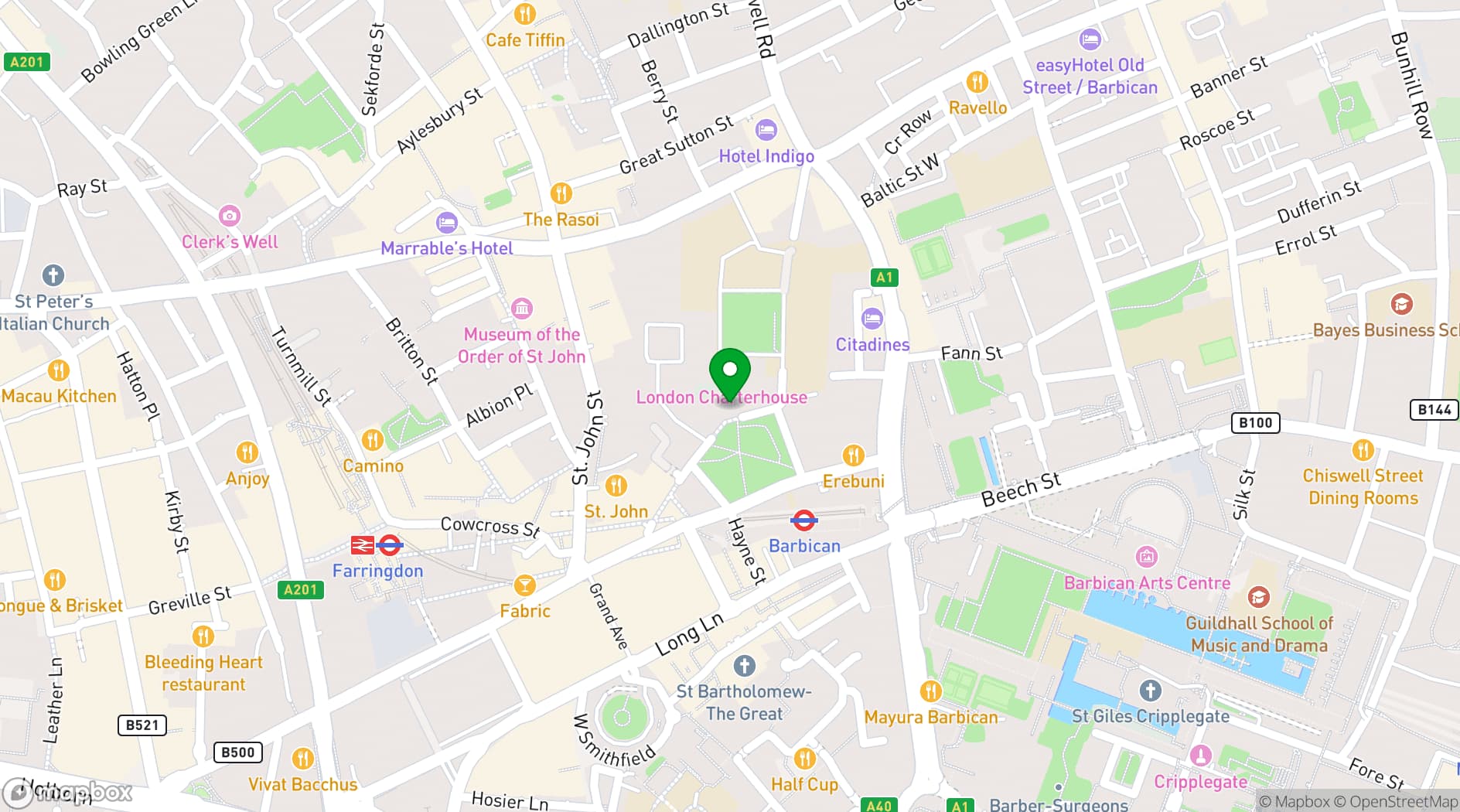 Map showing The Charterhouse