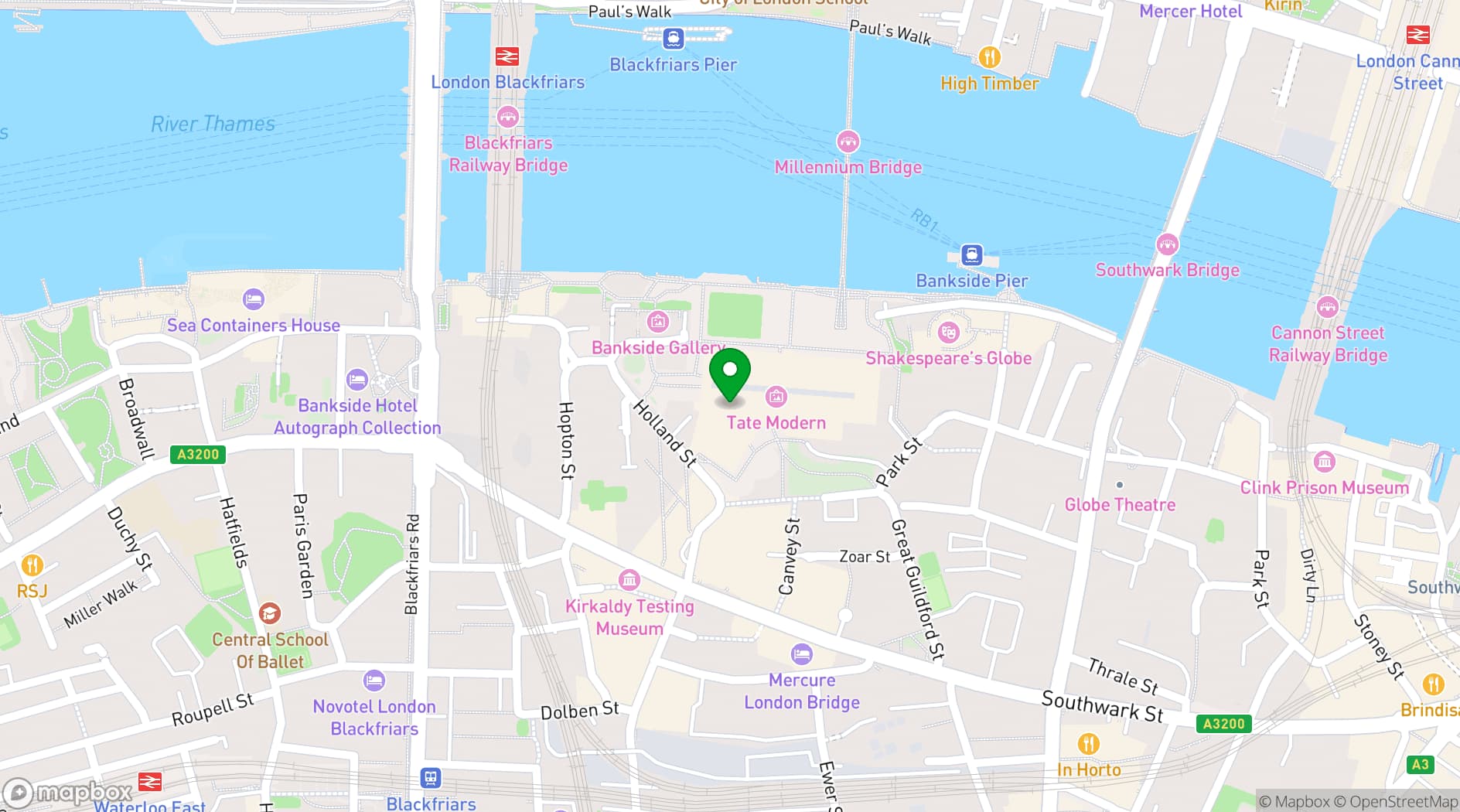 Map showing Tate Modern