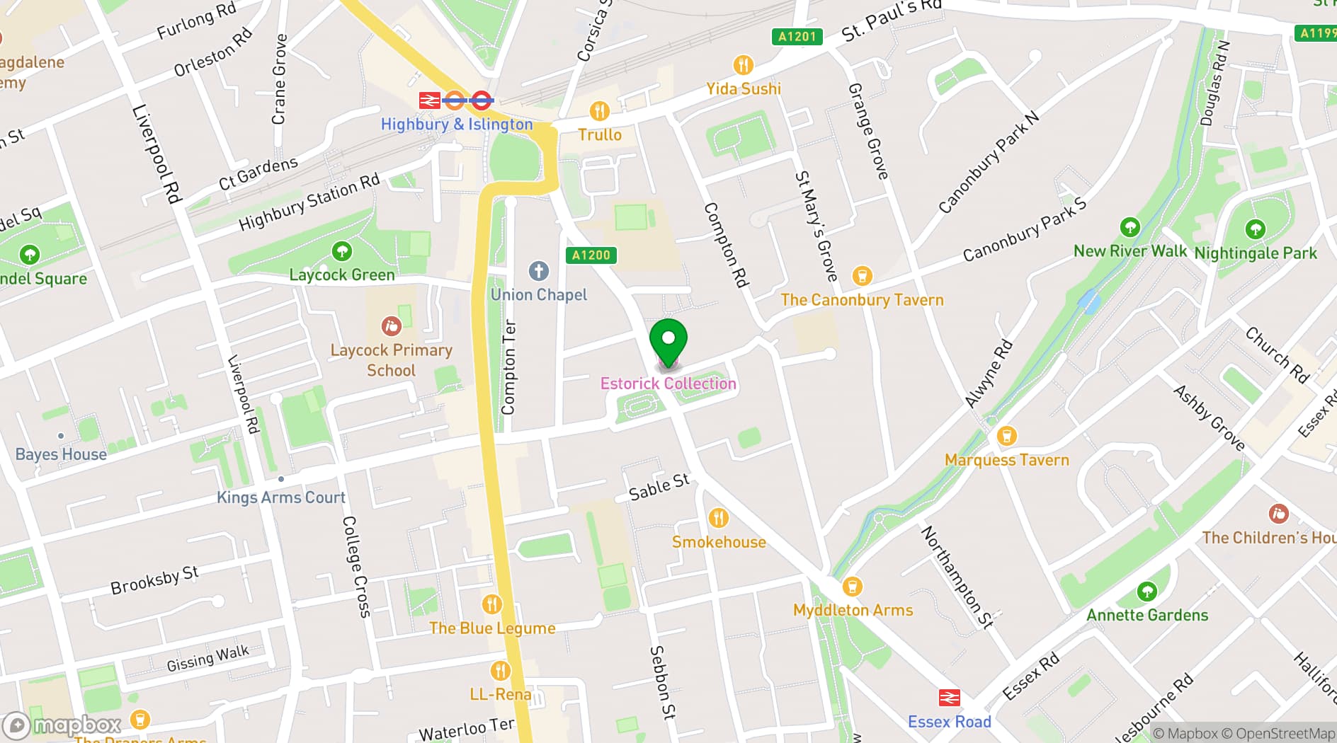 Map showing Estorick Collection 