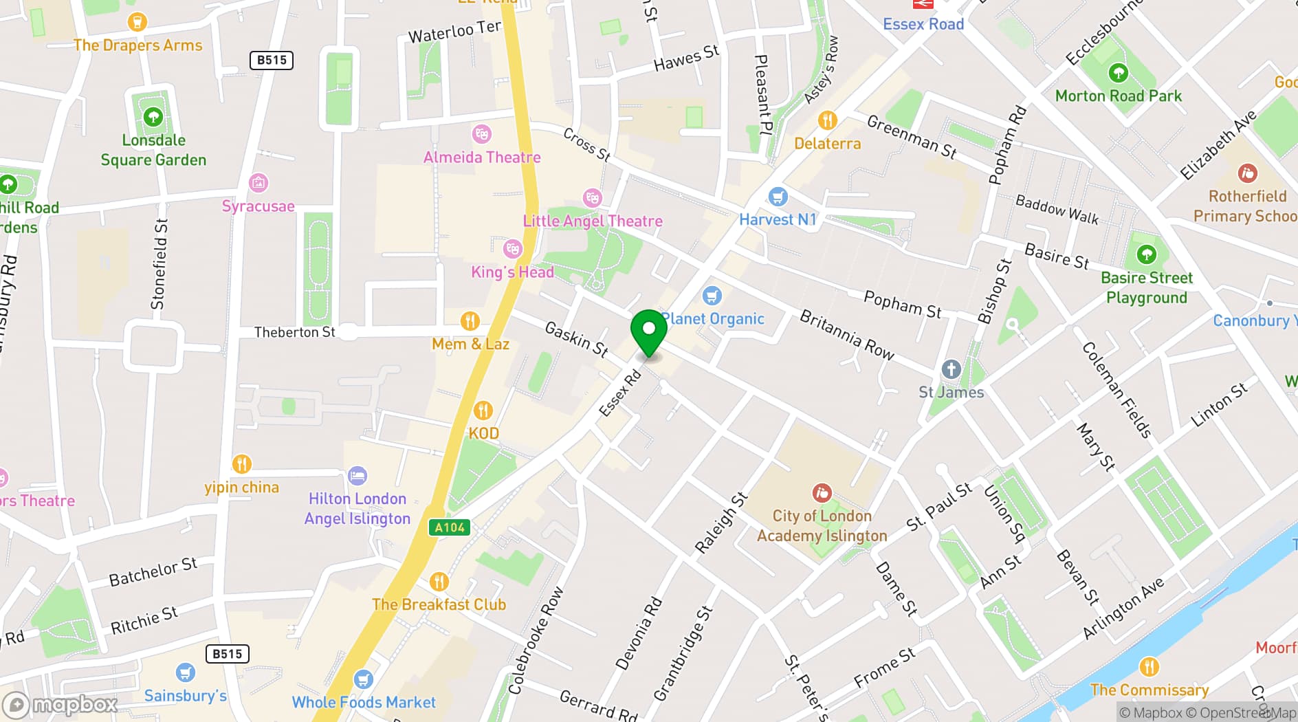 Map showing The Old Queen's Head
