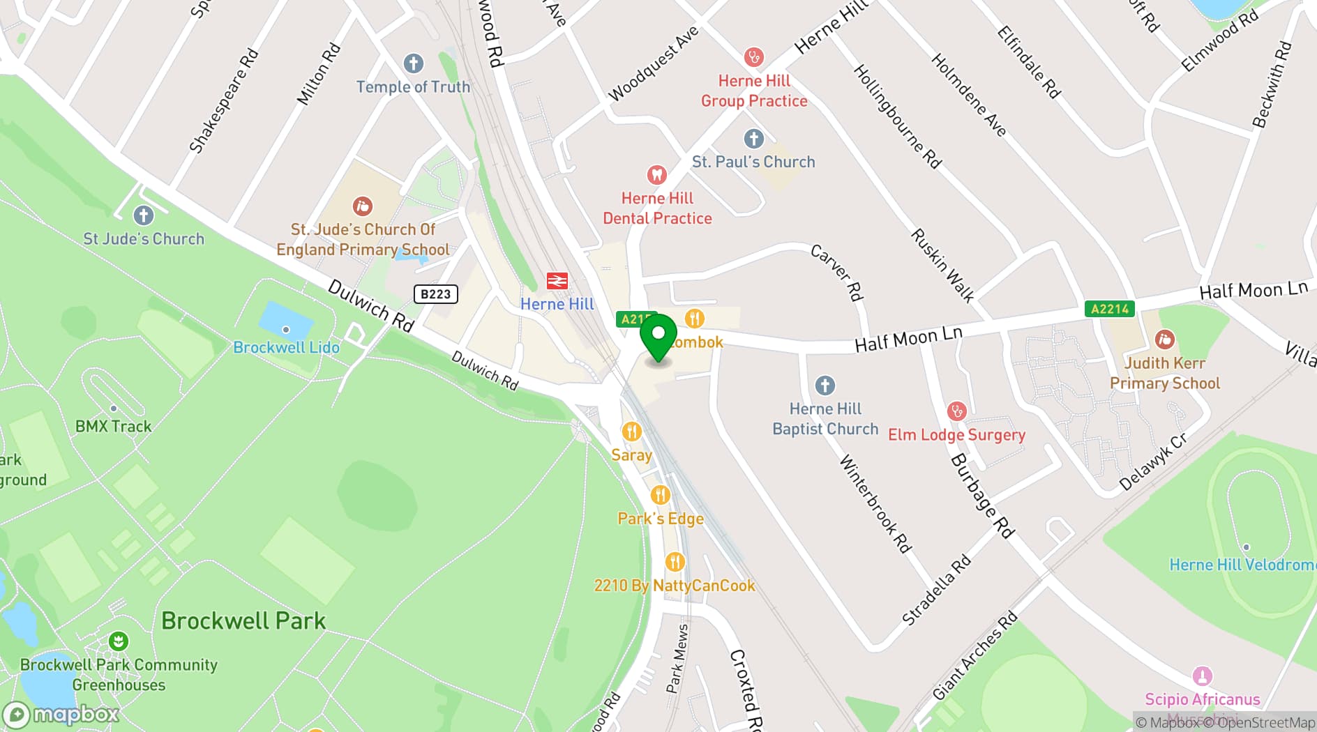 Map showing The Half Moon