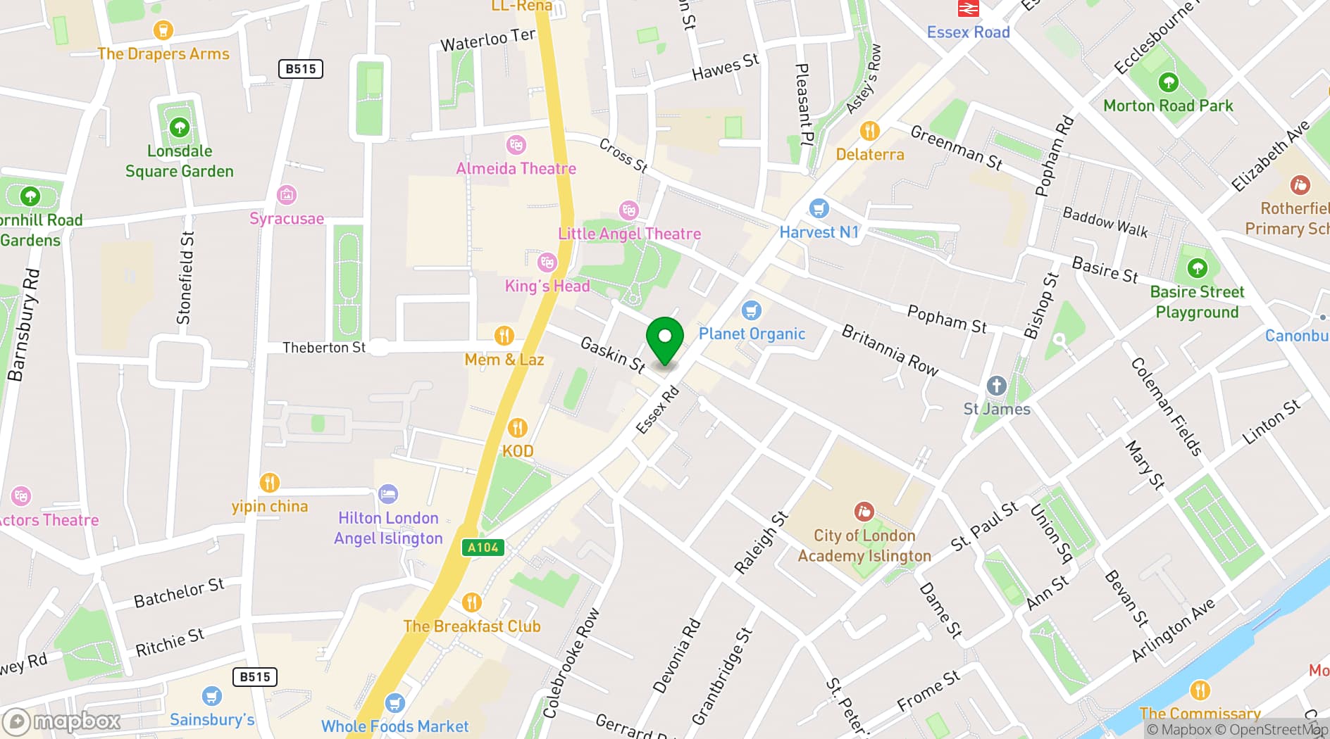 Map showing Simmons Bar