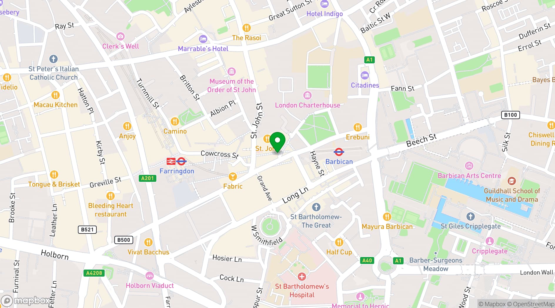 Map showing Simmons | Farringdon