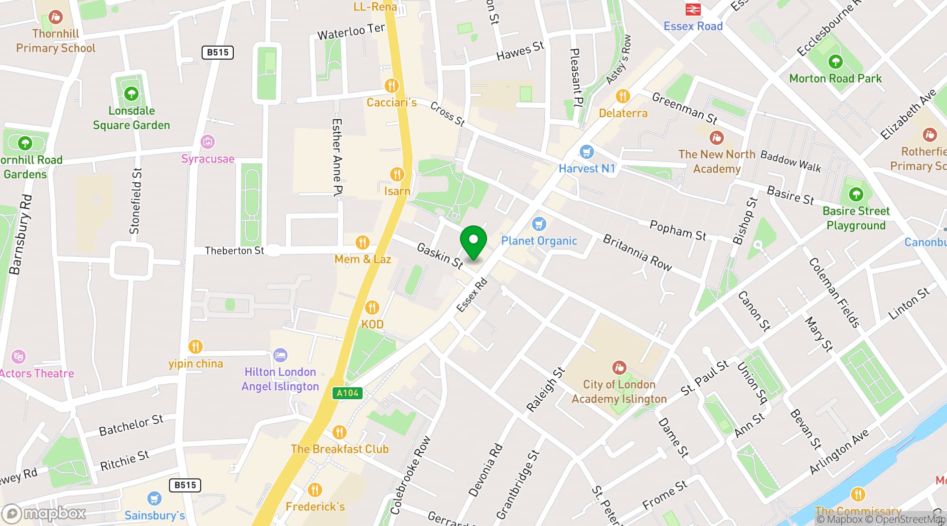 Map showing Simmons | Angel
