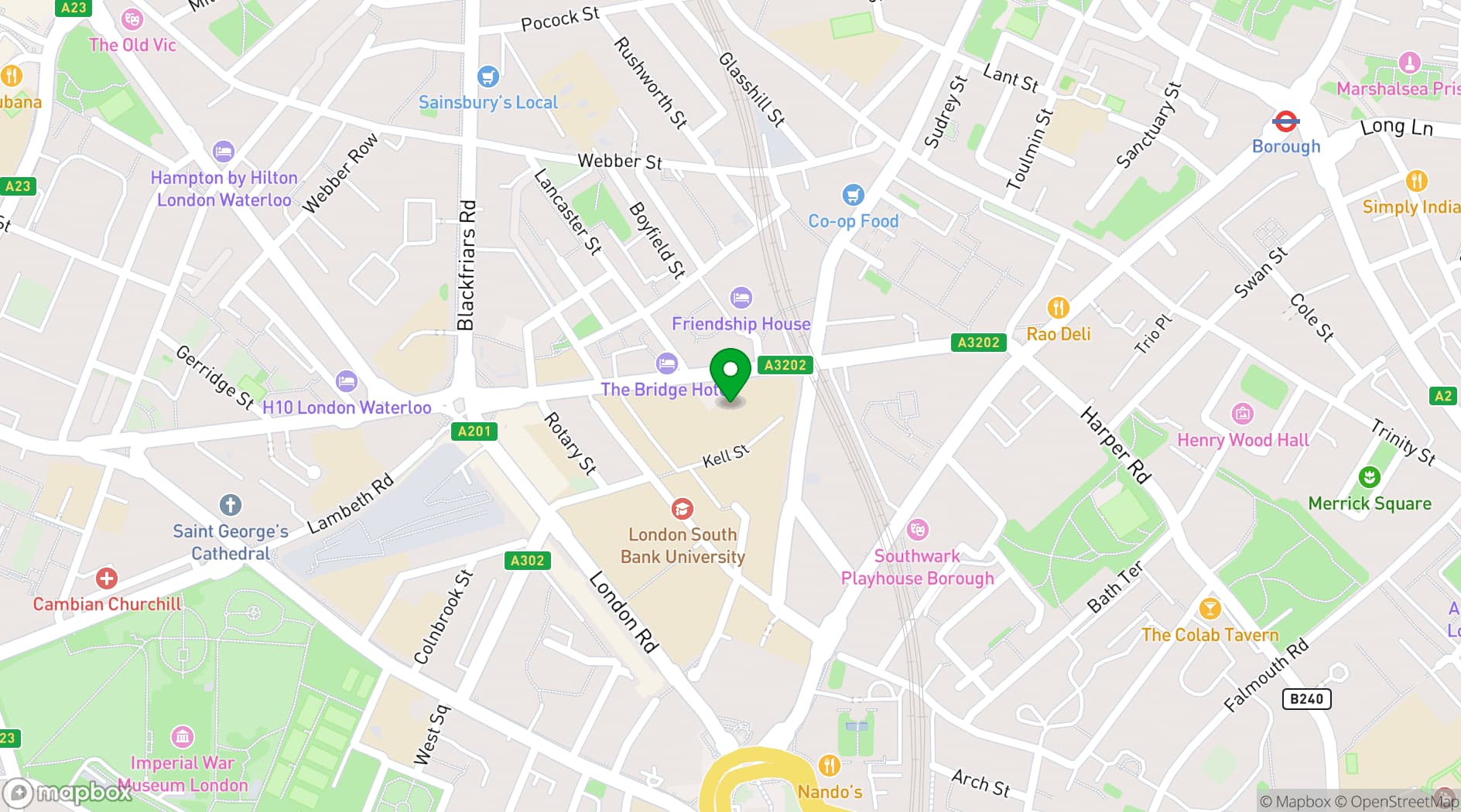 Map showing London South Bank University