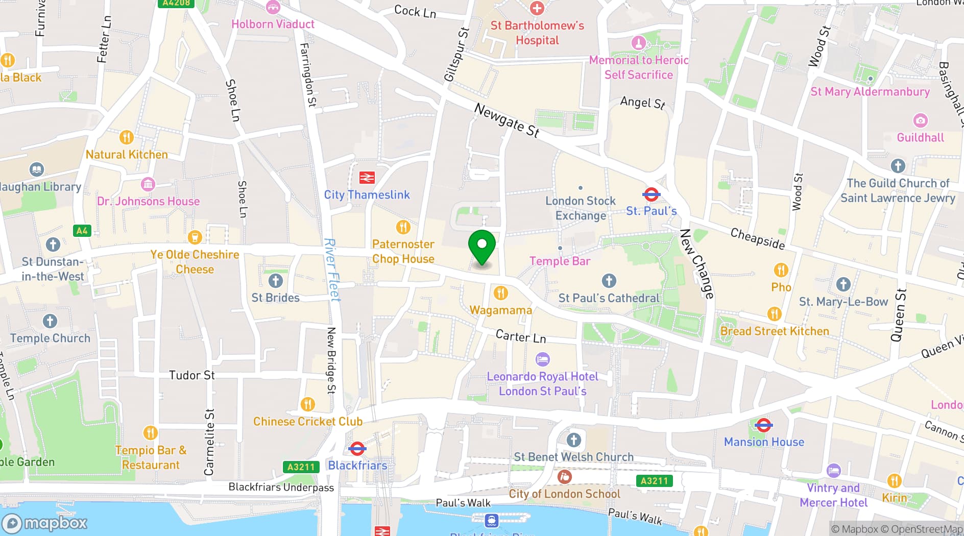 Map showing Club Quarters St. Paul’s