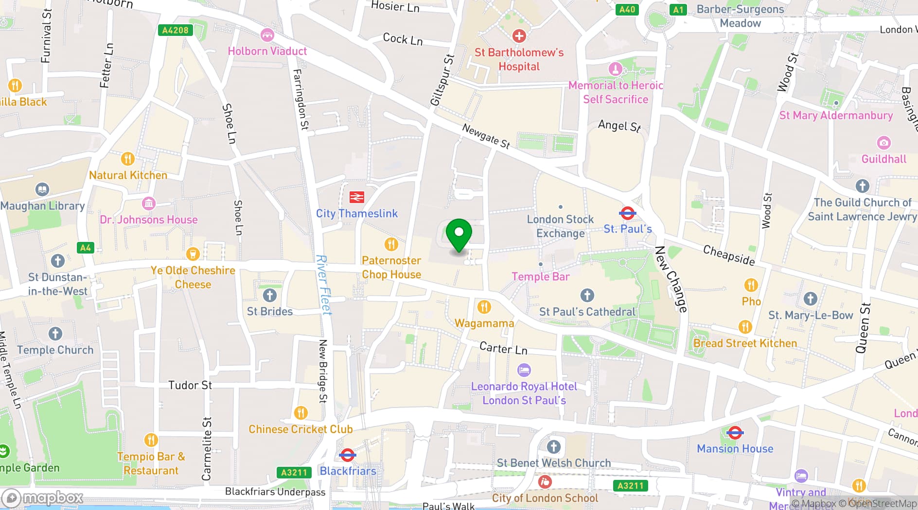 Map showing Stationers' Hall and Garden