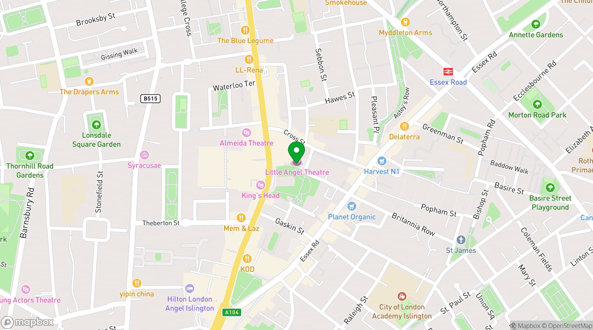 Map showing Little Angel Theatre