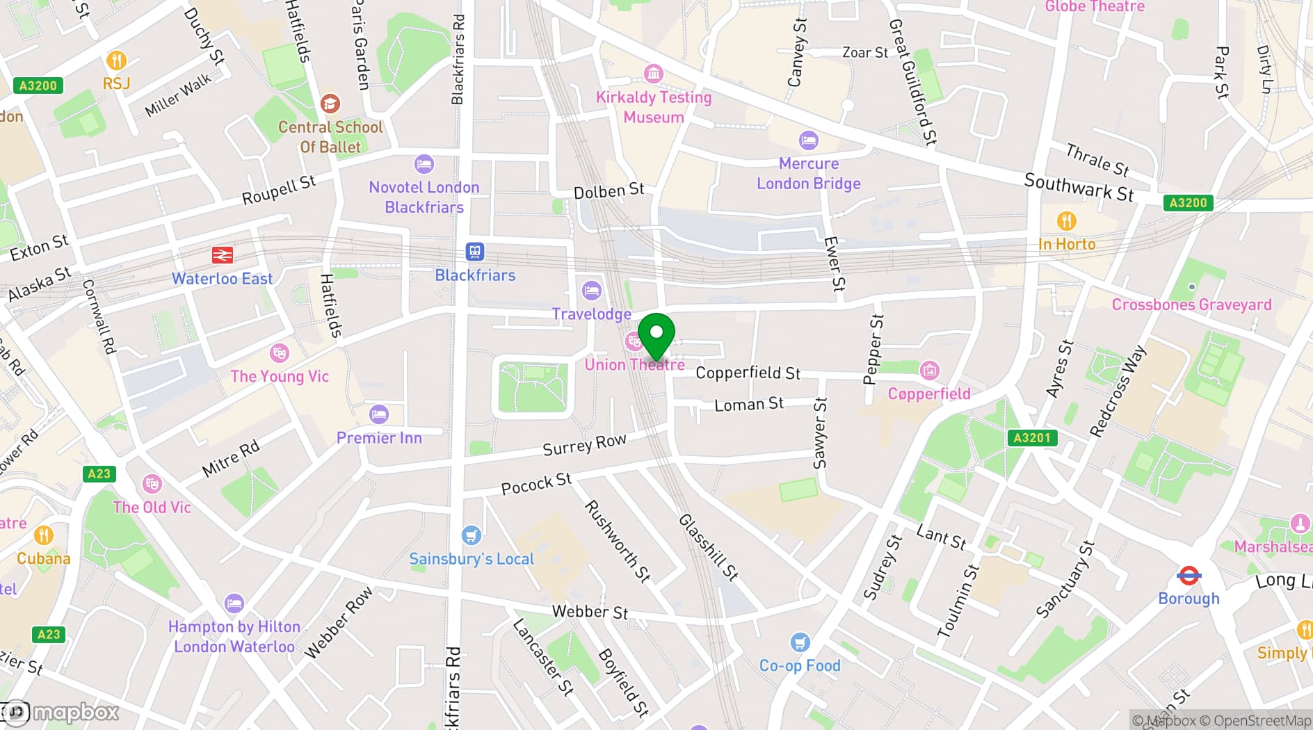 Map showing The Africa Centre