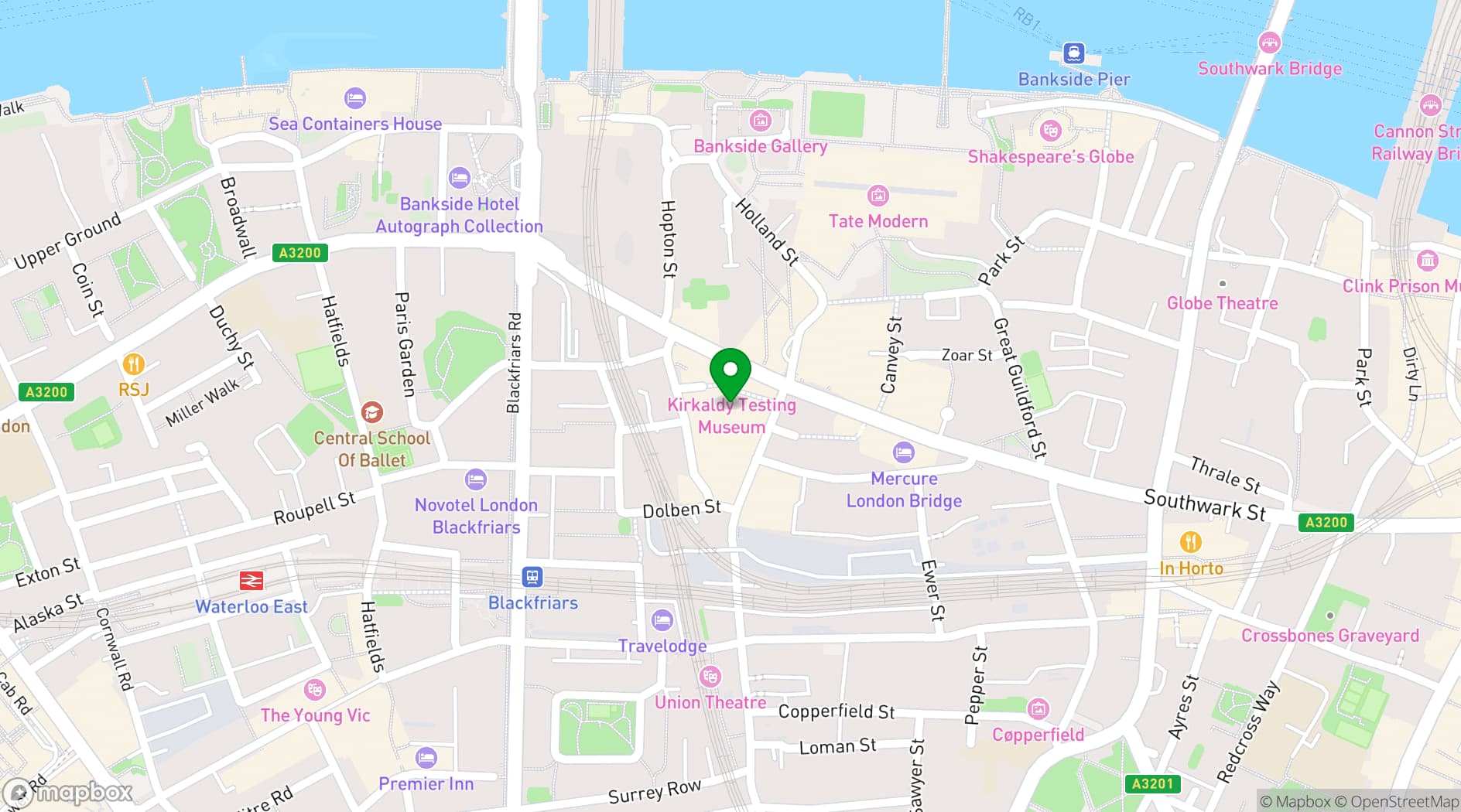 Map showing Hilton London Bankside