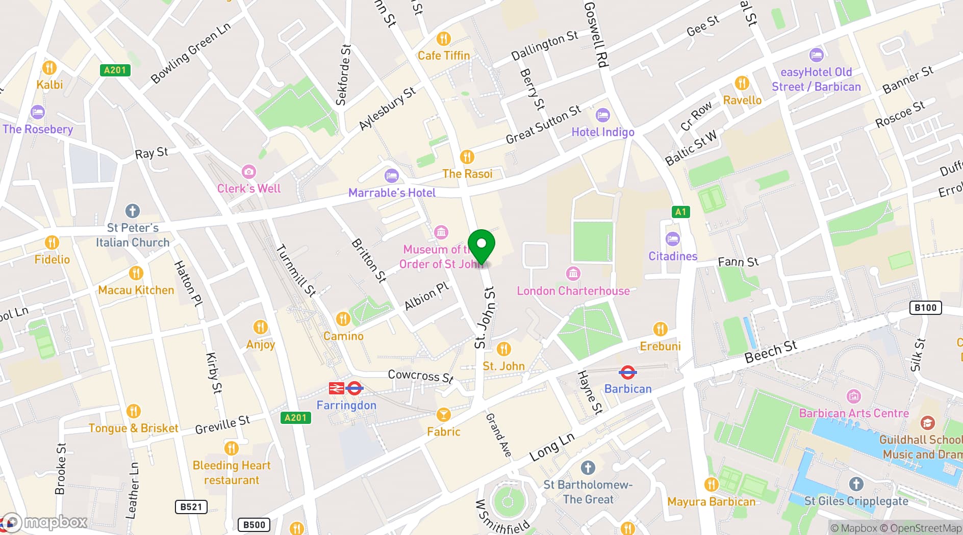 Map showing Recording Studio and Rehearsal Space