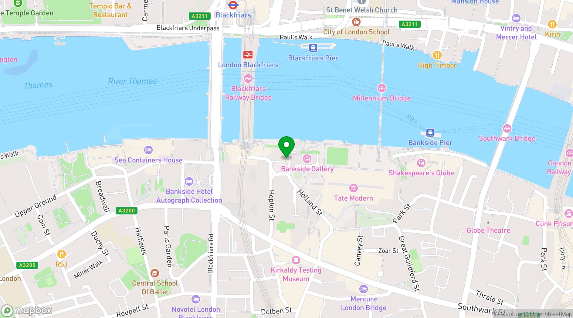 Map showing Bankside Gallery