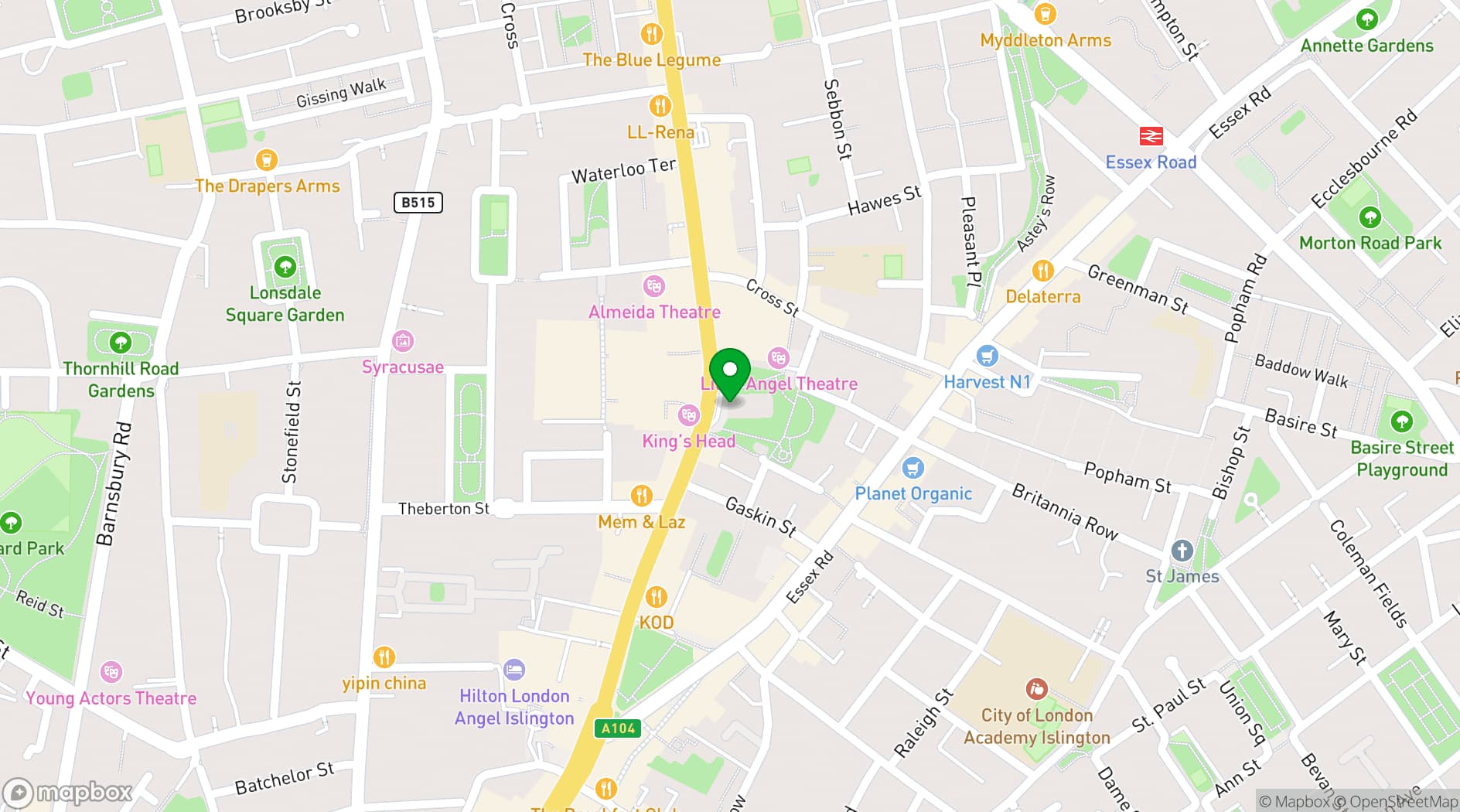 Map showing St Mary Islington