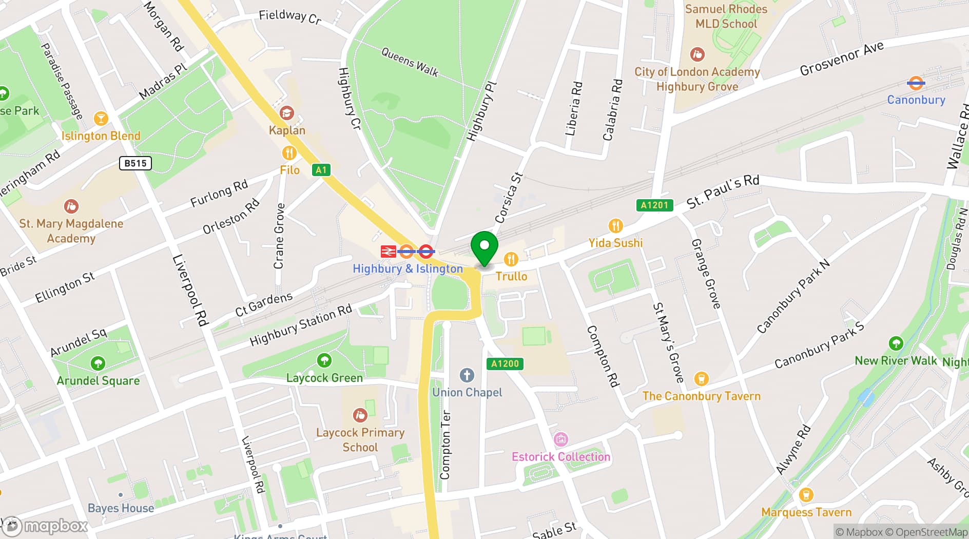 Map showing Brewhouse & Kitchen Highbury